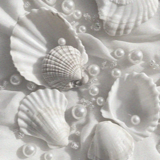 Photograph of shells with pearls